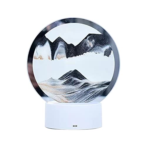 Lámpara LED de reloj de arena 3D, luz nocturna de arena movediza USB, lámpara de mesa de arena movediza 3D decoración paisaje natural 7 colores lámpara protección ocular para sala de estar dormitorio Cover
