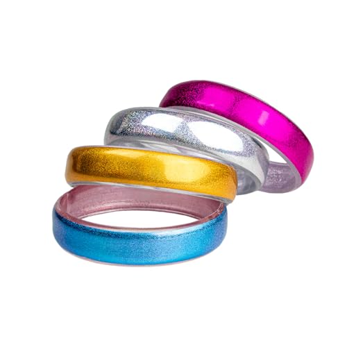 Das Kostümland Regenbogen Metallic Retro Armreifen 4er-Set - 414012 | Mehrfarbig