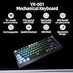 Wireless Mechanical Keyboard with Volume Knob,75% Percent Gaming Keyboard,RGB Hot Swappable Gray Mechanical,Backlit Light Up PBT USB C 2.4GHz BT5.0 Gasket Red Switch - Image 2