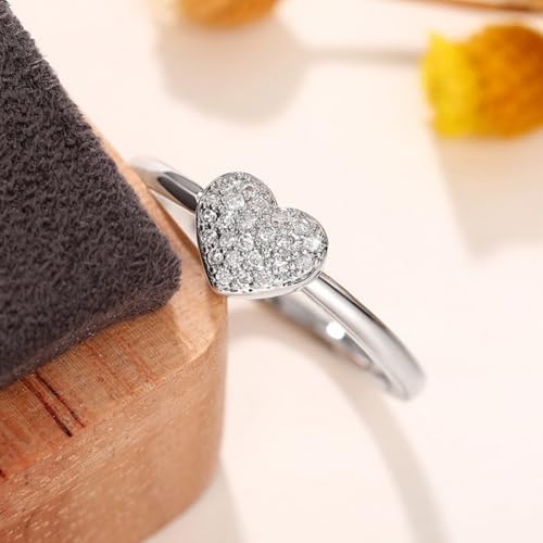 Cubic Zirconia Statement Ring Heart Personalized Accessory Ideal for Women's Daily Casual Wear Party Holiday Anniversary Love Jewelry Gift2