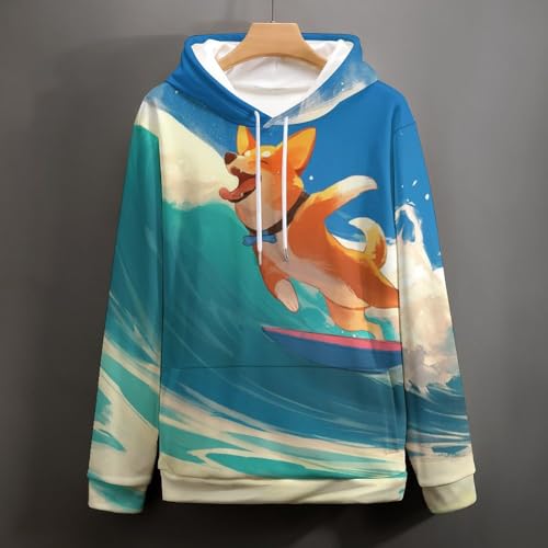 Pullover Chien Mignon Faisant du Surf sweatshirt à capuche manches longues - 5