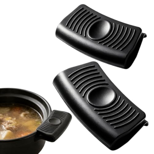 Suportes de panela de silicone e pegador de placa quente, 2 peças de capas de alça de panela de ferro fundido, capas antiderrapantes para frigideiras quentes, pegador de panela de silicone para