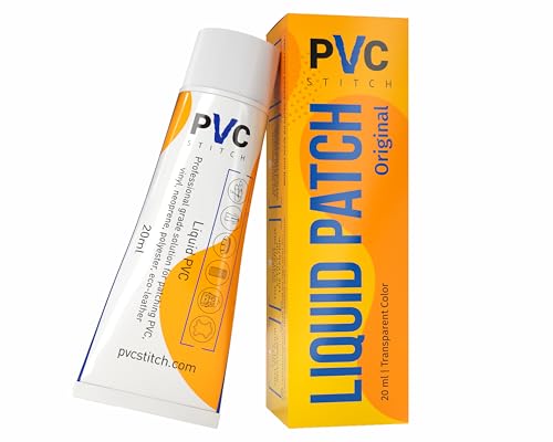 PVC Stitch Liquid Patch – Air Mattress Patch Kit Heavy Duty, Inflatable Patch Glue for PVC & PU, Inflatable Boats, Rafts, Kayaks, SUP, Hot Tubs, Waterbeds, Bounce Houses. Waterproof, 3-hr Cure, 20 ml