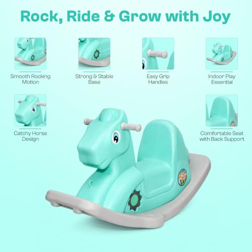 Image of Toyzone 2 in 1 Royal Horse Ride On - Green| Baby Rocker with Comfortable Seat & Back Support | Durable Child-Safe Design | Smooth Rocking Base | Indoor Play Toy | 1-4 Years