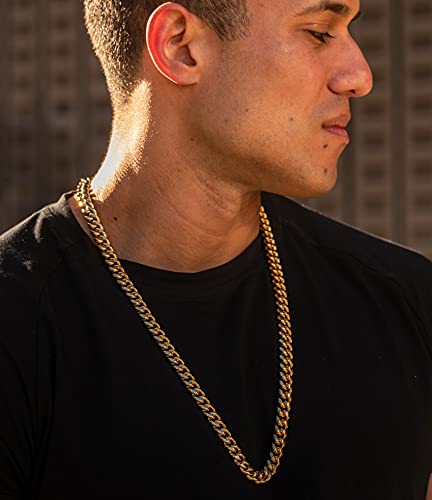 LIFETIME JEWELRY Miami Curb Square Cut Cuban Link Chain Necklaces 24k Gold Plated (5mm & 9.5mm)3