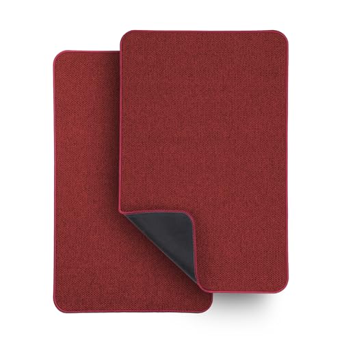 Bath Mat,Ultra Thin Bathroom Rugs,Rubber Bath Mats for Bathroom,No Slip Bath Rugs,Quick Dry,Machine Washable,Low Pile,Absorbent,Shower Outside,Sink,Home Decor Accessories.Red,1'5"x2'3"(2 Pack)