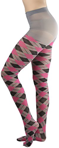 Image of ToBeInStyle Women's Argyle Checkered Diamond Rhombus Net Opaque Sheer Tights Pantyhose