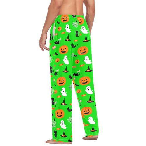 Green Halloween Men's Cotton Pajama Pants with Pockets and Drawstring Comfortable and Stylish,S 5
