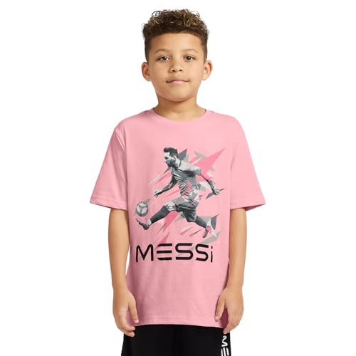 Image of Messi Boys' Lifestyle Short Sleeve T-Shirt, Slim-fit Graphic Tee, Cotton Blend Fabric