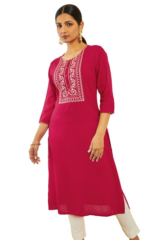 Image of Soch Women's Rayon Straight Fit Straight Kurta