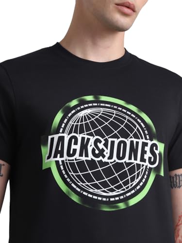 Image of JACK & JONES Men's Cotton Solid Slim Fit T-Shirt