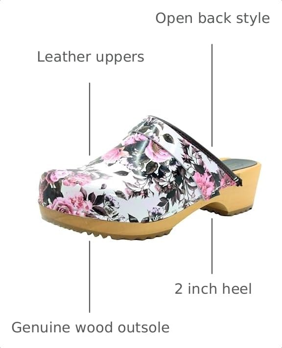 Image of Bjork Maja Wood Open Back Leather Clogs