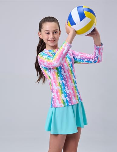 Image of Liberty Pro Girls Two Piece Swimsuits Long Sleeve Rash Guard Set, UPF 50+ Bathing Suit with Swim Shorts for Toddler and Teens