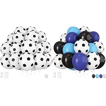 30pcs Soccer Balloon Soccer Party Birthday Decorations and 30pcs Soccer Balloon Blue Black