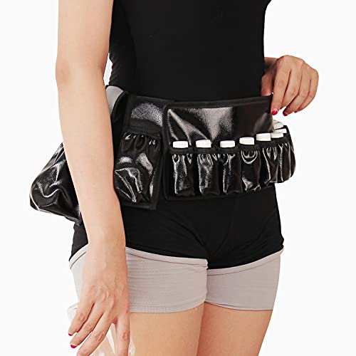 Adjustable Massage Oil/Lotion Holster Carrier Oil essential oil bottle belt massage belt(holds 1pc 8oz,1pc 115ml, 10 vials) (black(waterproof))