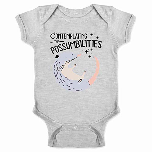 Image of Pop Threads Contemplating the Possum-bilities Funny Animal Pun Infant Baby Boy Girl Bodysuit