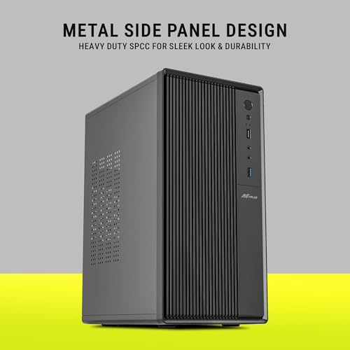 Image of Ant Value VM3P Mid Tower PC Cabinet with ECO500 SMPS | Micro ATX & Mini ITX Support | Built-in 2 USB Ports | Office /Desktop Computer Case | Black