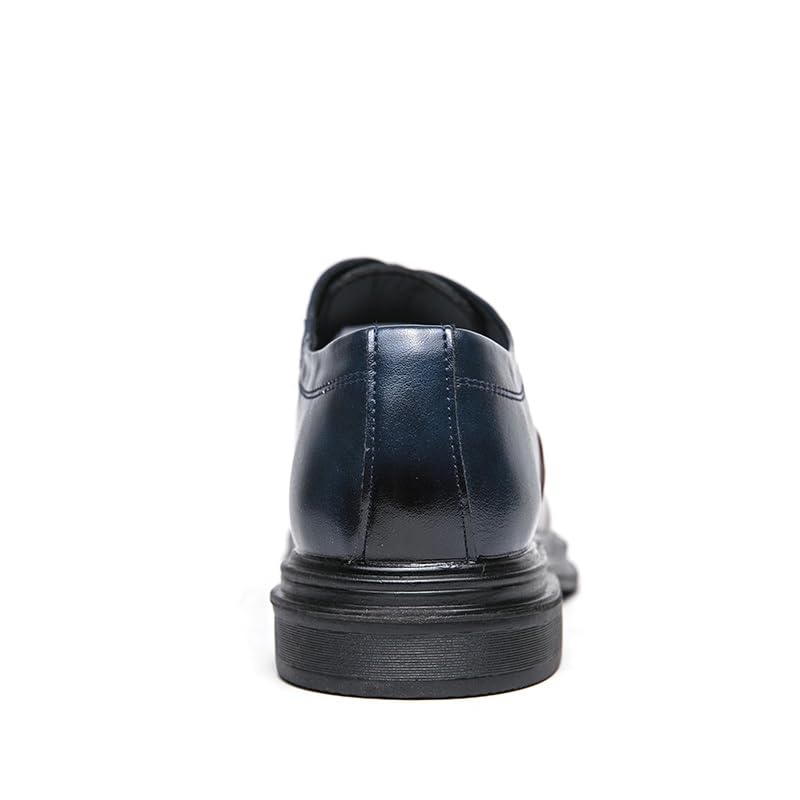Dress Formal Shoes for Men Lace Up Pointed Burnished Toe Two Tone PU Leather Cap Toe Rubber Sole Resistant Non Slip Block Heel Low Top Wedding4