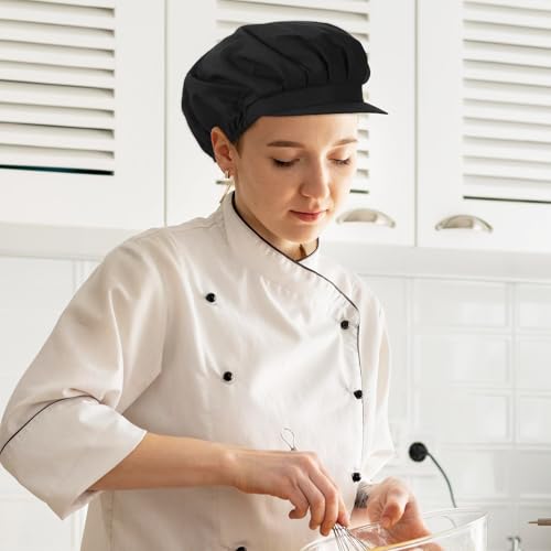 image for Trinkrittey 3 Pcs Chef Hats Unisex Kitchen Cooking Hat Elastic Chef Ca