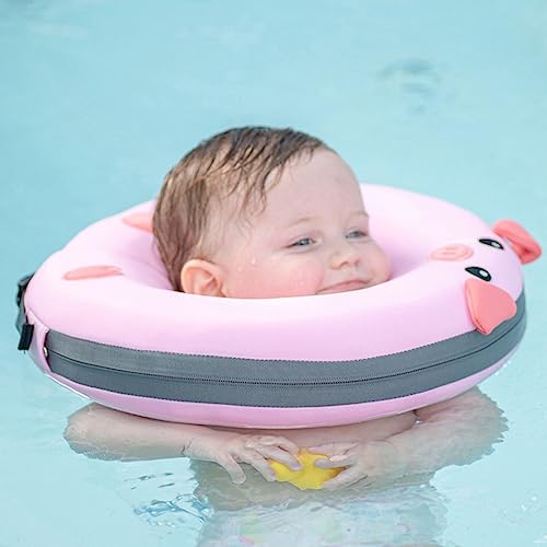 Image of Non-Inflatable Baby Neck Float for Bathtub,3D Cloth Material Safety Suit for Newborn Baby Toddler Age of 1-18 Months (Pink)