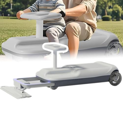 JMOUZHG Kart de Limpieza para niños, Kart portátil retráctil con Remolque, Luces frías, Carro oscilante de Piso de fregona (GrayDualDrive)