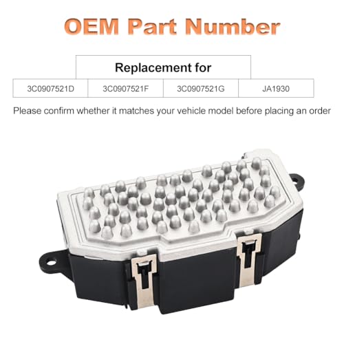 Image of HVAC Heater Blower Motor Resistor Compatible with Audi Q3 Q7 TT Quattro Volkswagen CC Beetle Eos Golf R GTI Passat Tiguan Blower Motor Resistor Replacement for 3C0907521D 3C0907521F 3C0907521G