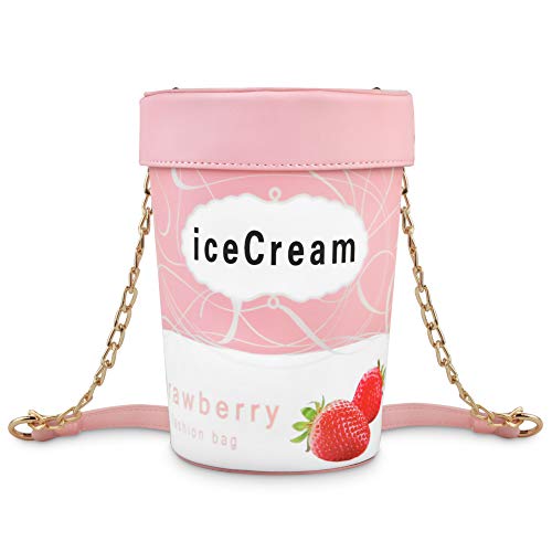 Ice Cream Shaped Crossbody Bag, Ustyle Cute Novelty with Adjustable Strap for Girl Women Cartoon Shoulder Bag (pink)