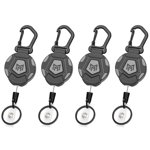 MNGARISTA 4-Pack Retractable Keychain, Heavy Duty Carabiner Badge Holder, Tactical ID Badge Reel...
