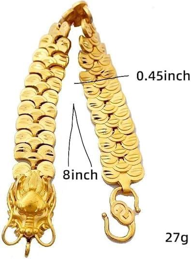 24K gold bracelet, men's bracelet exquisite Cuban chain, women's dragon head chain, suitable for men's and women's bracelets Valentine's Day gift 8 inches - Image 2