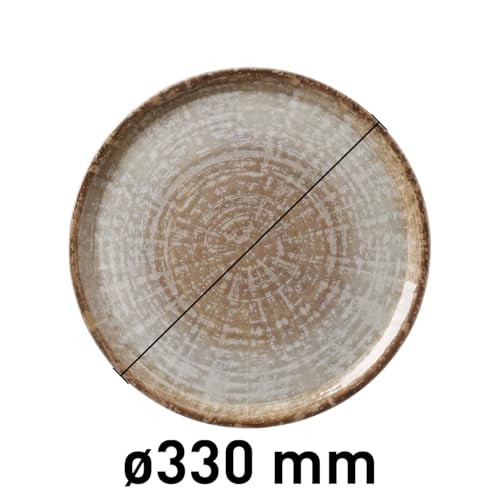 Miniatura 3 de Hendi Plato De Pizza Redondo En Porcelana Esmaltada Con Motivo De Tonos Piedra Natural, Plato Para Servir Pizza, Apto Para Microondas Y Lavavajillas, 330mm, Marrón Gris