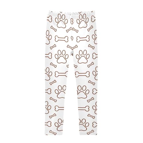ALAZA Girls' Leggings Children's Yoga Pants Skinny Printed Dance Dog Paw Bones Lines Comfortable 4T