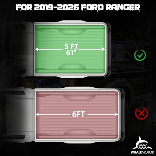 Image of Hard Folding Truck Bed Tonneau Cover Compatible with Ford Ranger 2019 2020 2021 2022 2023 2024 2025 2026 5 ft Short Box, Tri Fold Style