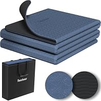 Faltbare Yogamatte für unterwegs, zweifarbige Yogamatte, 6 mm dick, mit Tragetasche, rutschfeste TPE-Übungs-Pilatesmatte für 183CM L x 61CM B (Blau + Schwarz) – Ansicht 1