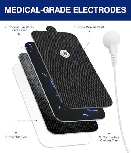 Image of 20 Pack Large TENS Unit Electrodes Pads,Upgraded Self-Adhesive Latex-Free Non-Irritating TENS Electrode Patches with Standard 3.5mm Snap-on Connector, Compatible with Belifu,Brilnurse, Black