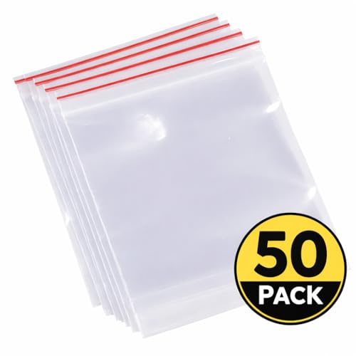 Image of Zip Lock Clear Plastic Storage Bags| Resealable Clear Plastic Bags| Durable and Leak-Proof |Square Pouches with Press Seal Apply To Kitchen Storage and Jewellery Packaging-5 * 6-50Pack