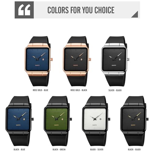 Montre rectangulaire homme sans aiguille des secondes avec date - 5