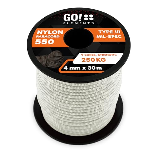 GO!elements Paracord in nylon 4mm – 550 Tipo III originale, linea multifunzionale adatta per uso militare o come altalena | portata max. 250kg