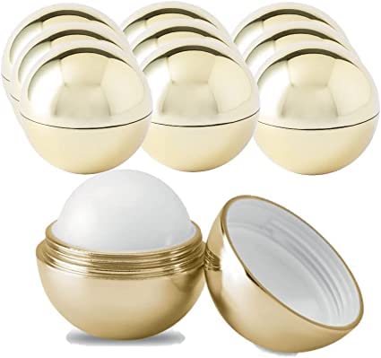 25 Bálsamos labiales redondos dorados aroma a vainilla. Dermatológicamente testado, balsamos labiales para detalles de invitados en bodas, bautizos, comuniones o cumpleaños (25)