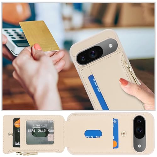 Image of Cavor for Google Pixel 9 /9 Pro Case Wallet with Card Holder, Cream
