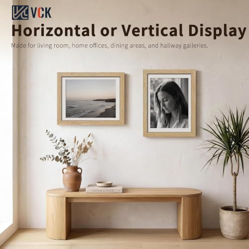 Image of VCK 12x16 Picture Frame 5 Pack, Natural Exclusive Wood, HD Glass, for Photo