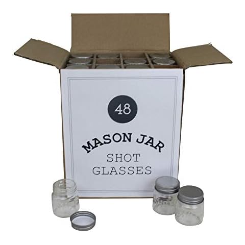 Mason Jar 2 Ounce Shot Glasses - Set of 48 With Leak-Proof Lids - Great For Shots, Drinks, Favors, Candles, Weddings And Crafts Cover