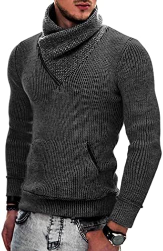 COOFANDY Men's Knitted Turtleneck Pullover Shawl Collar Sweaters ...