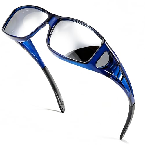Image of SIPHEW Mirrored Sunglasses Polarized Fit Over Glasses for Men&Women | Wrap Around Sun Glasses,UV400 Protection,Lightweight & Comfortable,Driving,Outdoors