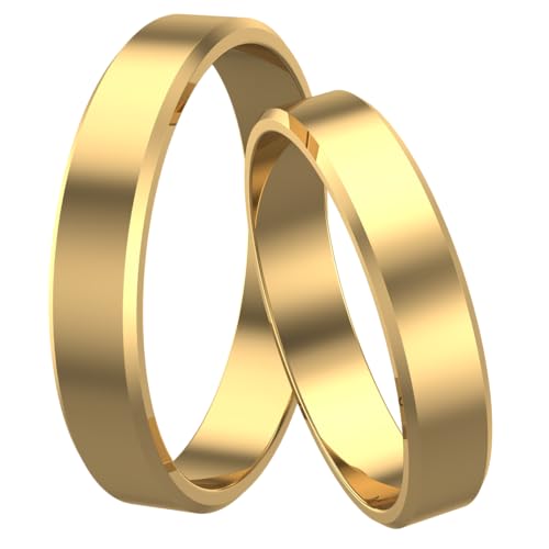 Świat Obrączek Klassische glatte Eheringe, Flachschliff, poliert, personalisiert mit Gravur, aus 585er Gold, 3 mm, 4 mm, 5 mm, 6 mm, 7 mm (4 mm) Świat Obrączek Klassische glatte Eheringe, Flachschliff, poliert, personalisiert mit Gravur, aus 585er Gold, 3 mm, 4 mm, 5 mm, 6 mm, 7 mm (4 mm)