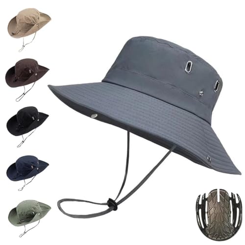 自転車 ヘルメット 帽子型 大人用 キャップ型 おしゃれ ce認証済み 内蔵ヘルメット取り外し可能 サイクリング 安全帽子 あごひも付き (青グレー)のサムネイル