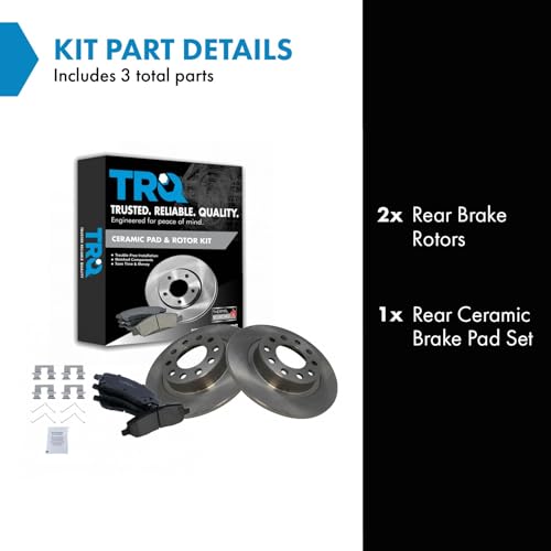 Image of TRQ Rear Brake Pad and Rotor Set Ceramic Solid Rotors
