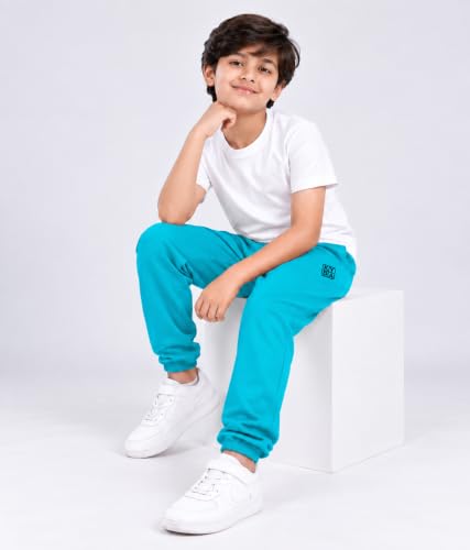 Image of KYDA Kids Boys Premium 100% Cotton Regular Fit Track Pants Soft Breathable Elastic Waist Casual Joggers Kids Playwear Everyday Comfort Wear-Pack of 2