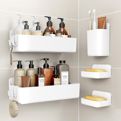 Orimade Duschablage ohne Bohren-Duschregal 5 Stück,Shampoo Halterung für...
