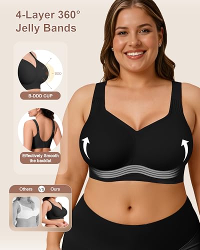 Image of Bras for Women Jelly Wireless Supportive Seamless Full Coverage Push Up No Underwire Comfort Plus Size for Older Women