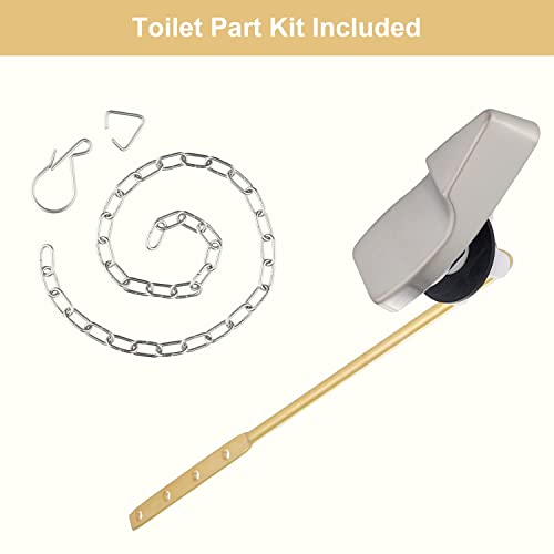Hygie Rinse Universal Toilet Handle Replacement Kit Compatible With American Standard Toilet, Front Mount Toilet Flush Lever Handle With Stainless Steel Flapper Chains, Brushed Nickel #TOP2